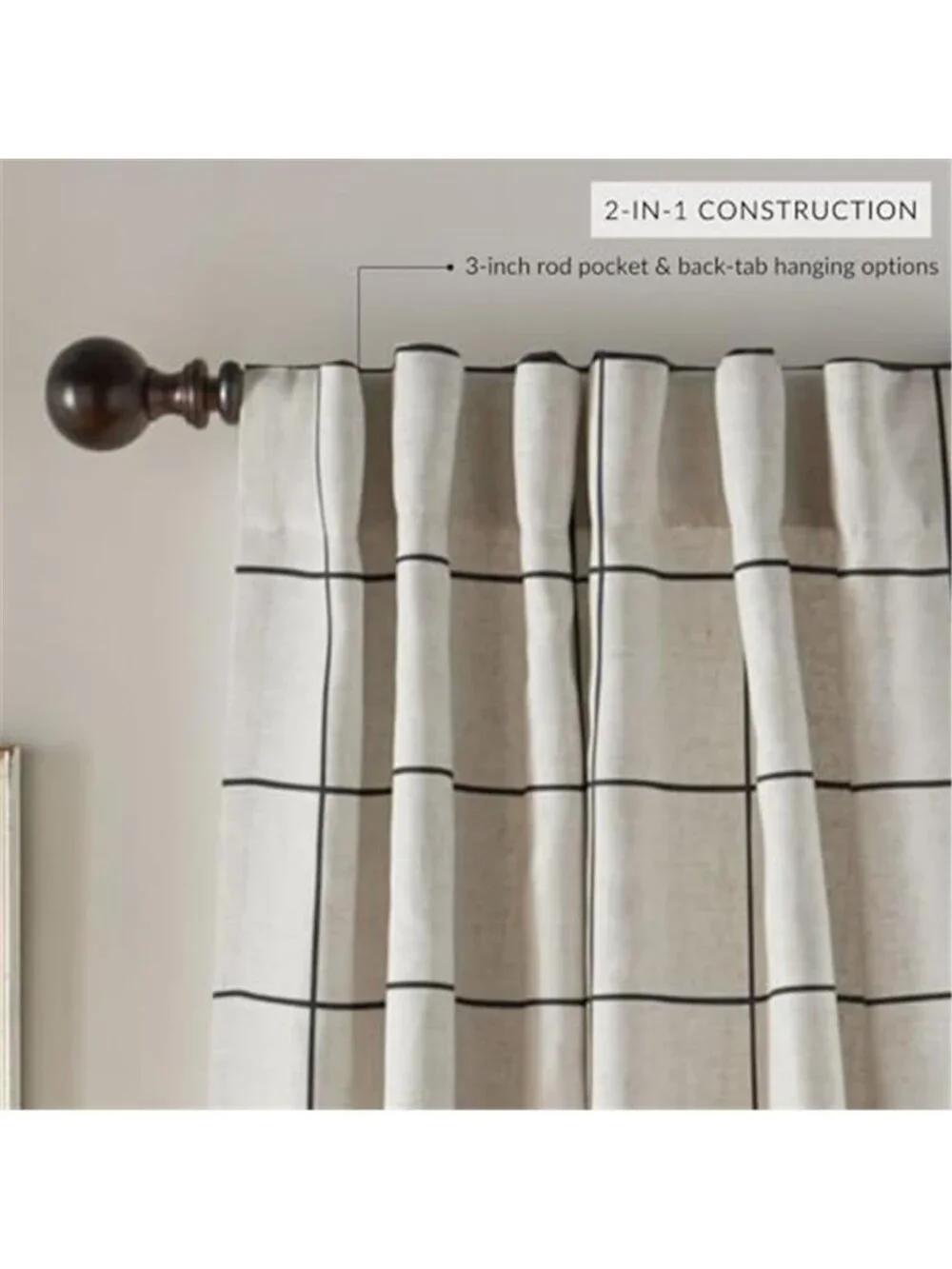 Home Fashions Brighton Windowpane Plaid Blackout Window Curtain Living